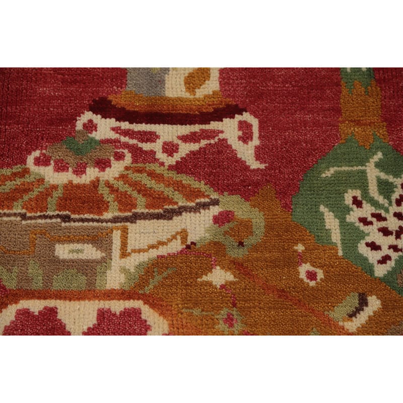 Art Deco Indian Area Rug Handmade Wool Carpet - 7'10" x 10'0"
