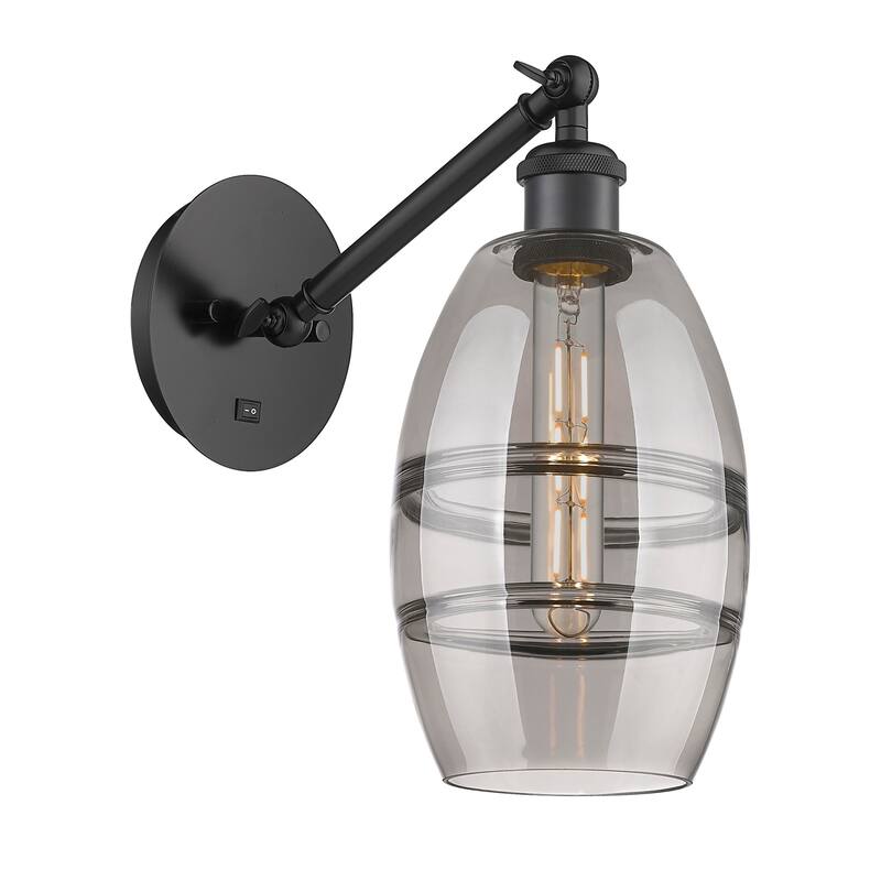 Innovations Lighting 317-1W-8-6 Vaz Sconce Vaz 8" Tall Wall Sconce - Matte Black / Smoked
