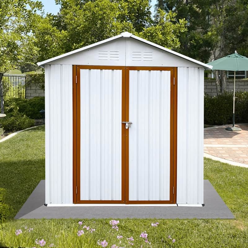 6' x 4' Outdoor Storage Shed with Lockable Doors Metal Garden Sheds - 4FTx6FT