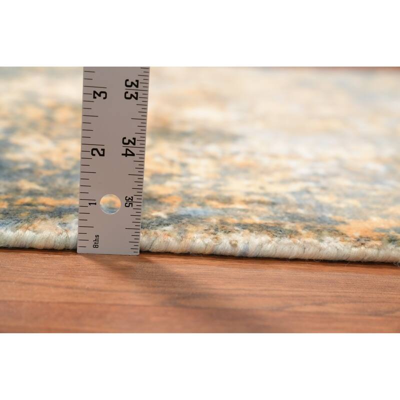 Hand Knotted Oriental Viscose Silk Carpet Modern Abstract Yellow & Gold Abstract Area Rug - 4' 0'' X 2' 0''