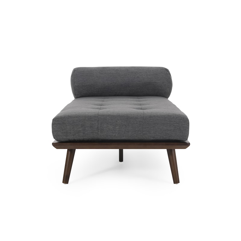 Charcoal 64" Tufted Chaise Lounge Chair with Wood Frame