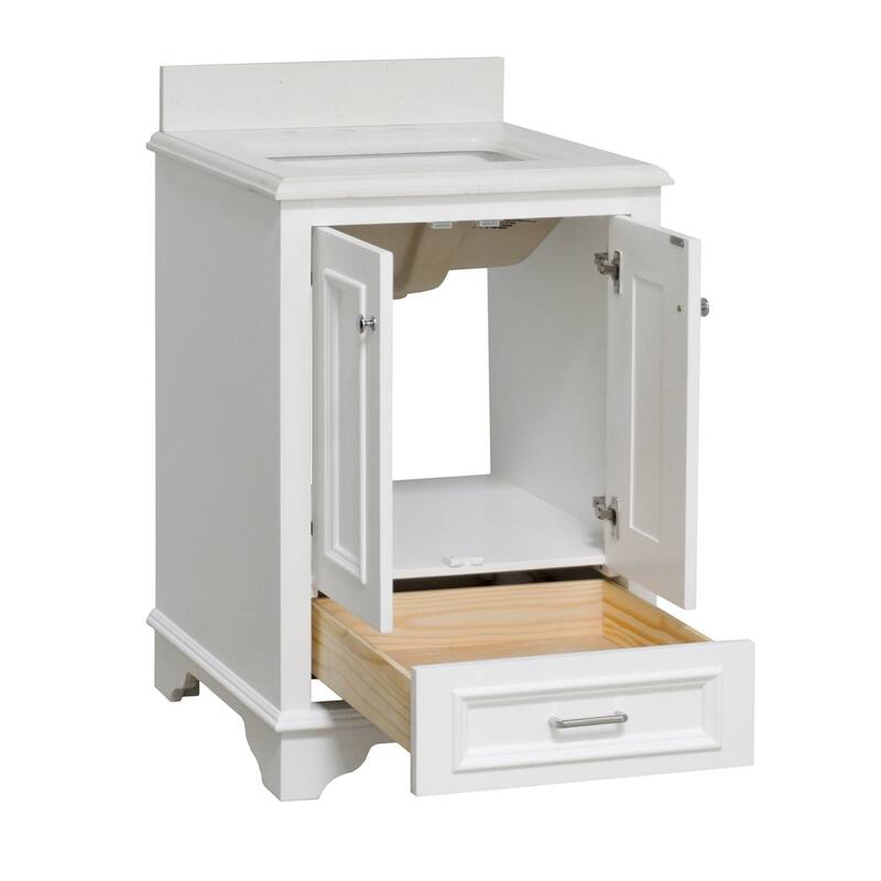 KitchenBathCollection Nantucket 24" Bathroom Vanity with Quartz Top