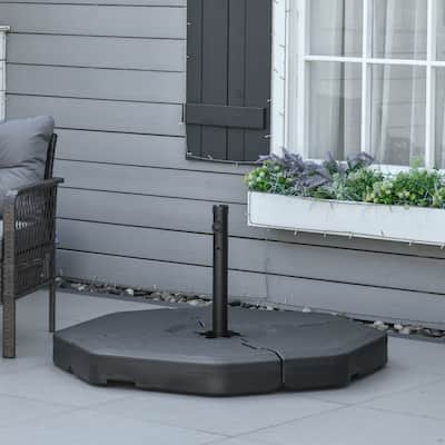 Outsunny 4 Pcs Umbrella Base Square Stand Cantilever Offset Patio Umbrella Weights w/Easy-Fill Spouts for Water or Sand, Black