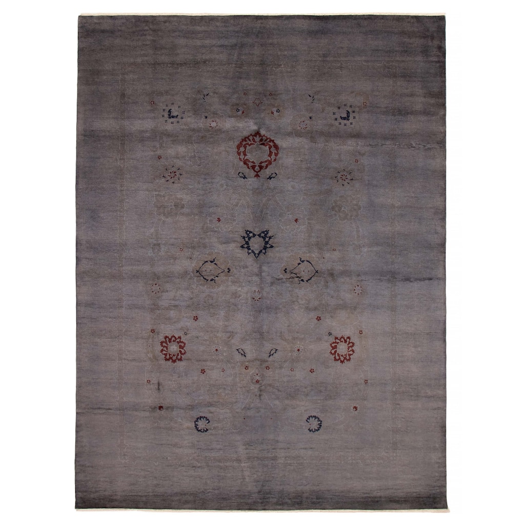 ECARPETGALLERY Hand-knotted Vibrance Grey Wool Rug - 8'10 x 11'10