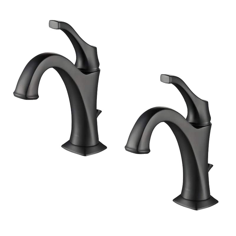 Kraus Pack of (2) Arlo 1.2 GPM Single Hole Bathroom Faucet with Pop-Up - Matte Black