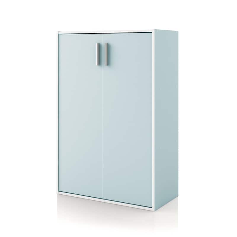 DH BASIC Modern Wood Customizable Stackable Storage Organizer - Cube Shelves, Drawer Cabinet, Bookcase with Doors by Denhour - Cabinet (doors) - Light Blue