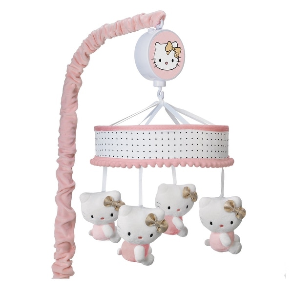 Lambs Ivy Hello Kitty Pink Gold White Musical Baby Crib Mobile