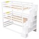 preview thumbnail 10 of 13, Wood Twin Size Bunk Bed with Storage Staircase & Full-Length Guard Rail, Triple Bunk Frame w/Slats Support for Bedroom
