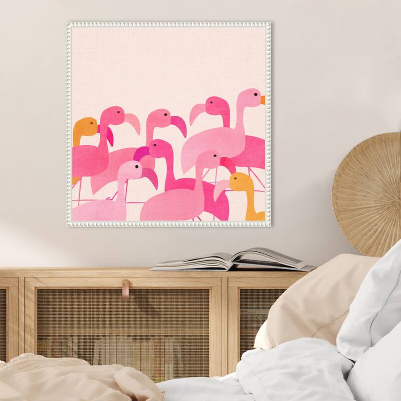 Flamingos by Kristian Gallagher Framed Canvas Wall Art