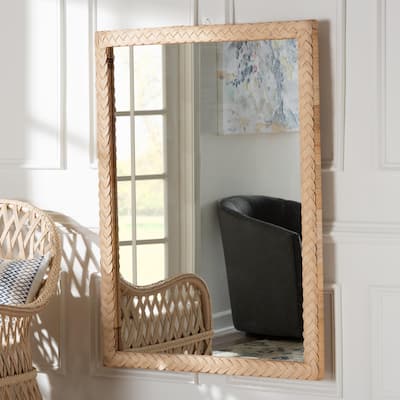 Lanica Japandi Sun Bleached Rattan Wall Mirror