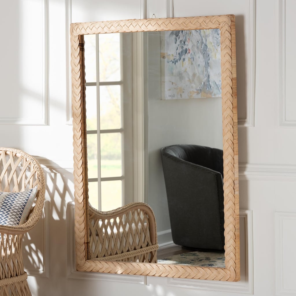 Lanica Japandi Sun Bleached Rattan Wall Mirror