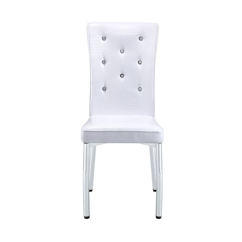 Set of 4, Retro alligator skin Upholstered dining chairs with Crystal buckle design and Faux Leather design