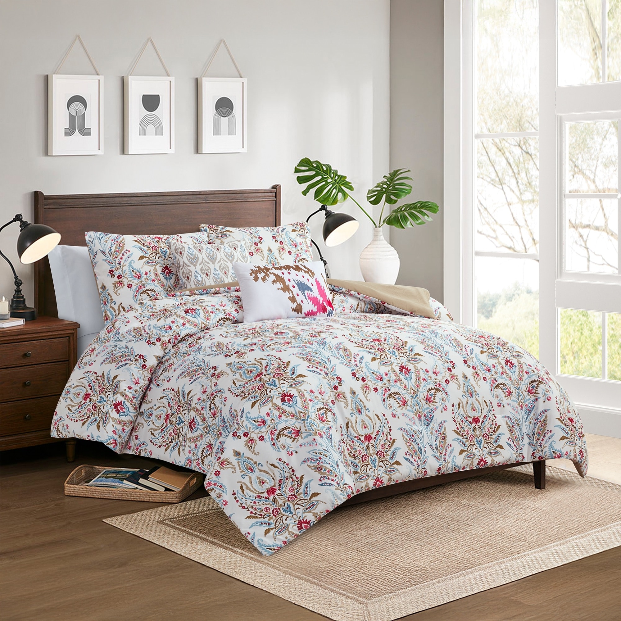 Modern Threads 5-Piece Printed Comforter Set Marcel - Comforter with 2 Pillow Shams and 2 Decorative Pillows