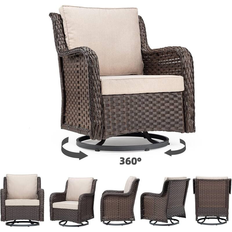 3 Pieces Outdoor Bistro Set with 4”Thick Cushions and Coffee Table