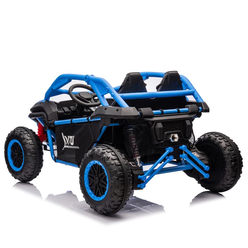 24V Two-seater Kids Ride w/Parents Control,20in seat width,400W Super high power,Horn,Rear storage space,For Kids aged 3+