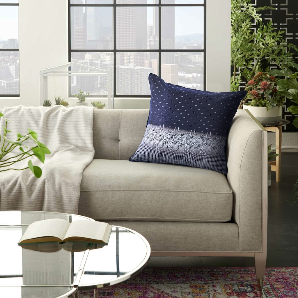 Sevita Navy and White Geometric Throw Pillow