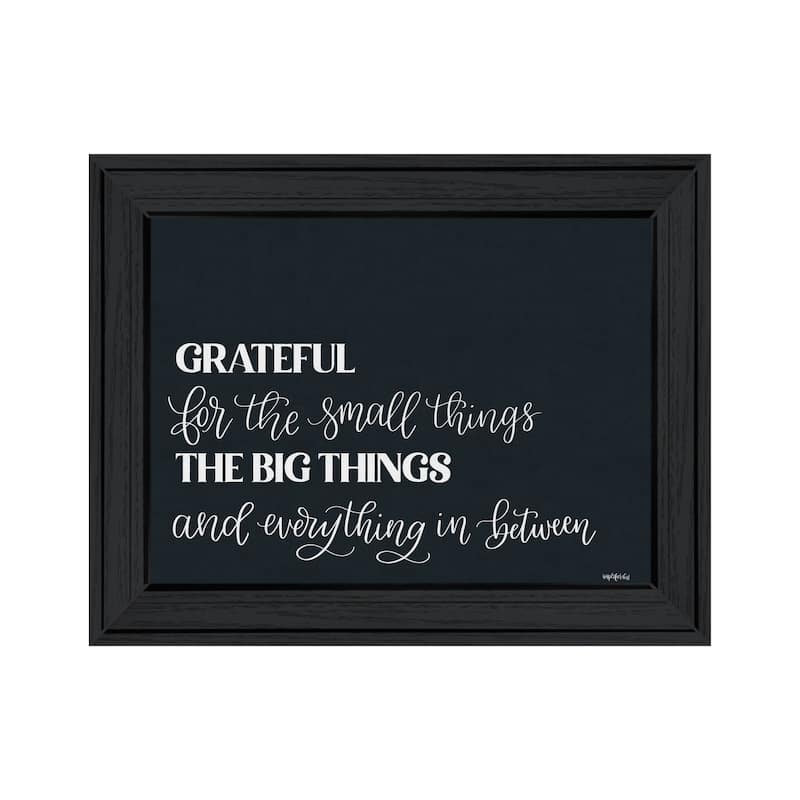 TrendyDecor4U "Grateful For Everything" Framed Print Wall Art - Charcoal
