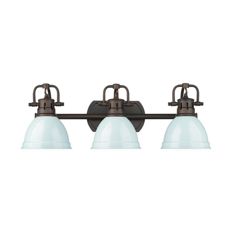Yep by Golden Lighting Duncan 3-light Vanity in Rubbed Bronze and Seafoam shade