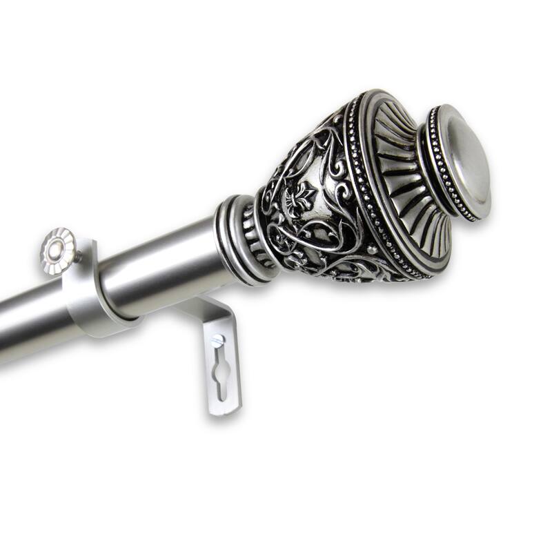 Antique Curtain Rod - Adjustable Length, Elegant Design - Single Rods for Windows, 160-240 Inch - M