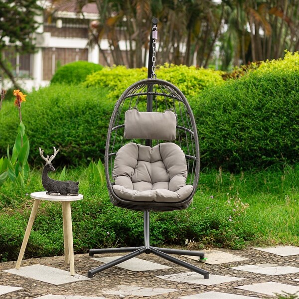 Patio Wicker Hanging Chair Swing Chair UV Resistant Aluminum frame