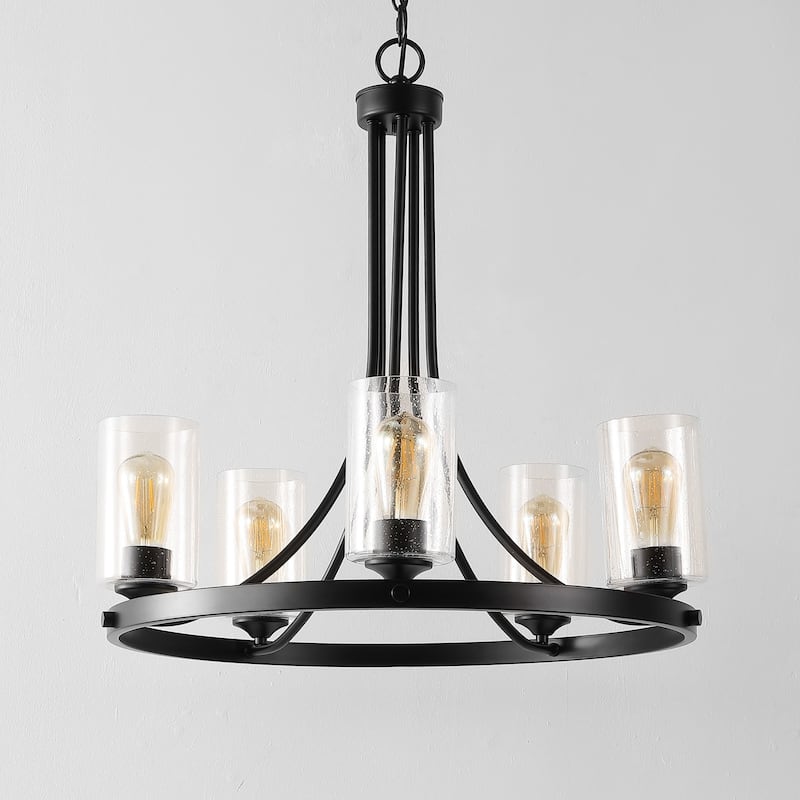 SAFAVIEH Lighting Dilbar 25" Modern & Contemporary Chandelier (5-Bulb) - 25" W x 25" D x 88" H - Black