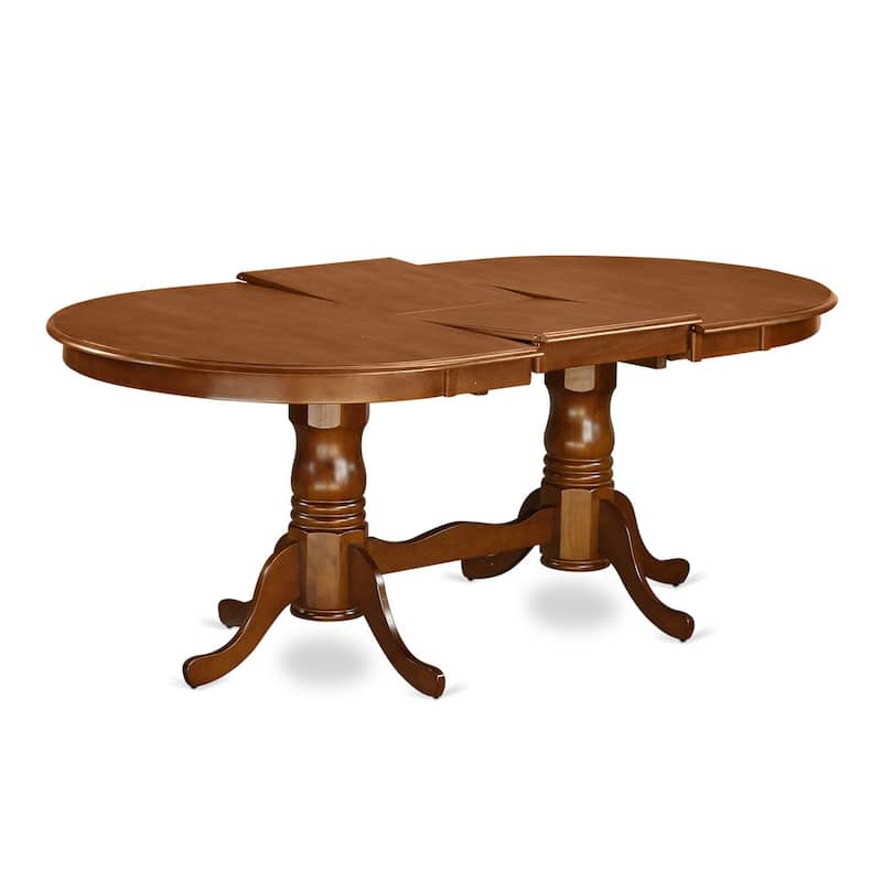 East West Furniture 7 Piece Kitchen Table Set- an Oval Dining Table and 6 Dining Chairs, Saddle Brown (Seat Options)