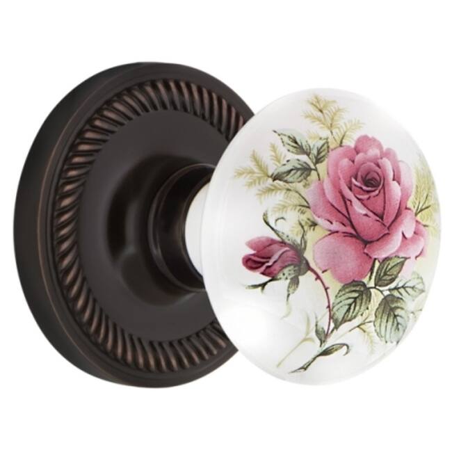 Nostalgic Warehouse Rose Porcelain Solid Brass Privacy Door Knob Set