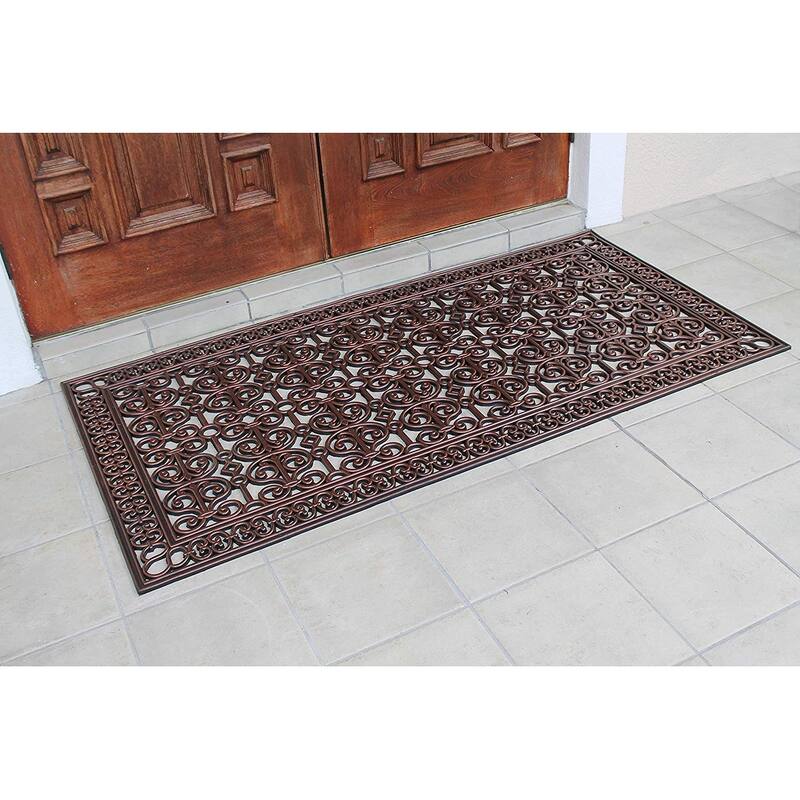 A1HC Rubber Paisley, Beautifully Non Slip Rubber Floormats Welcome Entryway Large Double Doormat, 36"X72"