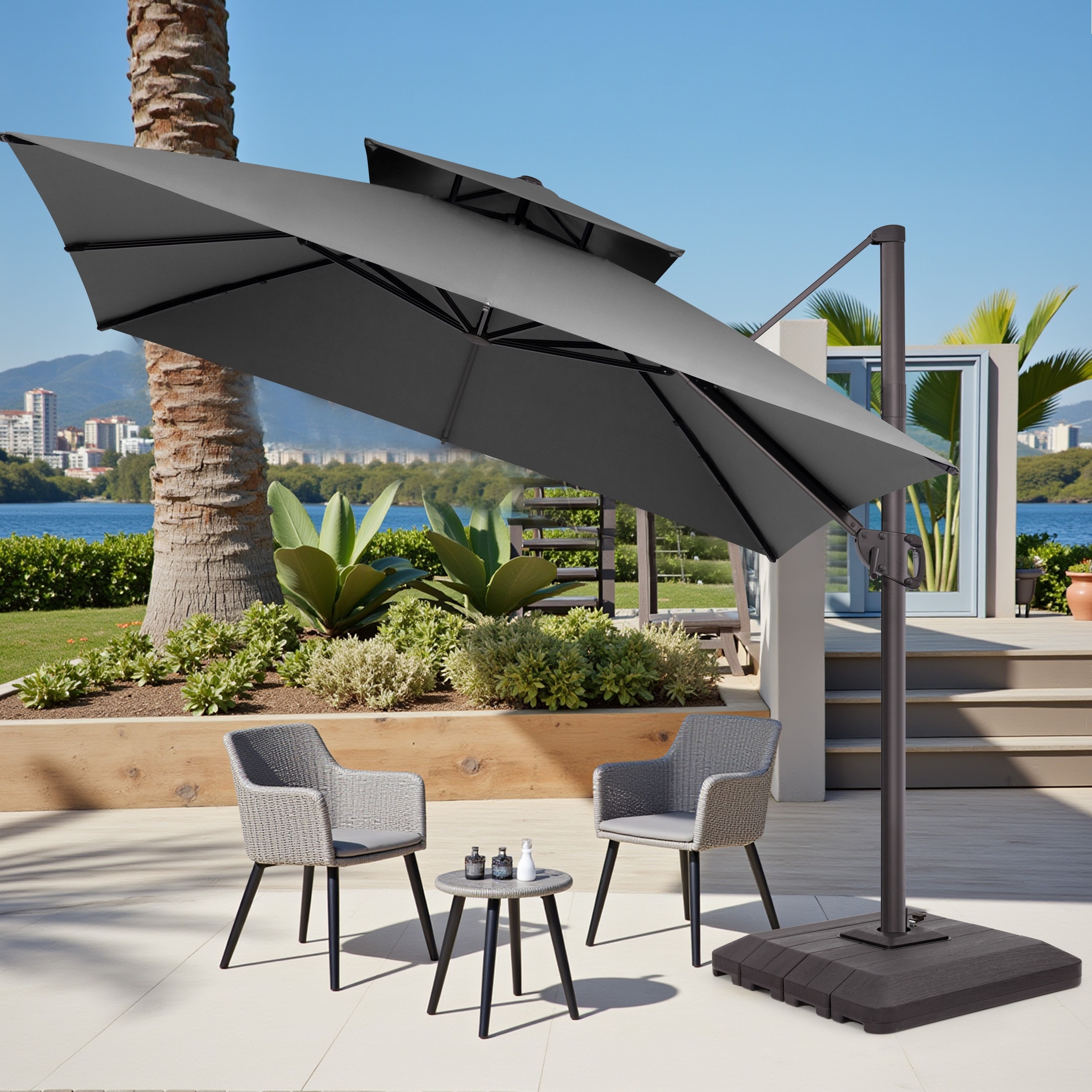 10 x 10 square patio umbrella GRAND FT Patio with 3-Year No-Fade Olife GRANDPATIO duty frame PURPLE LEAF Outdoor Market Umbrella