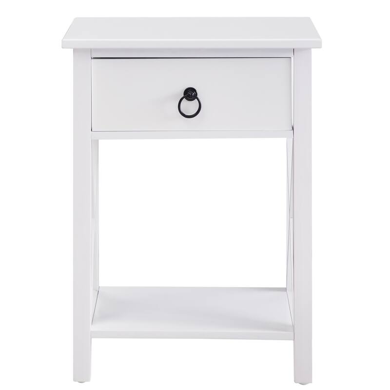 Space-Saving Wooden Side Table with Storage Drawer and Spacious Compartment