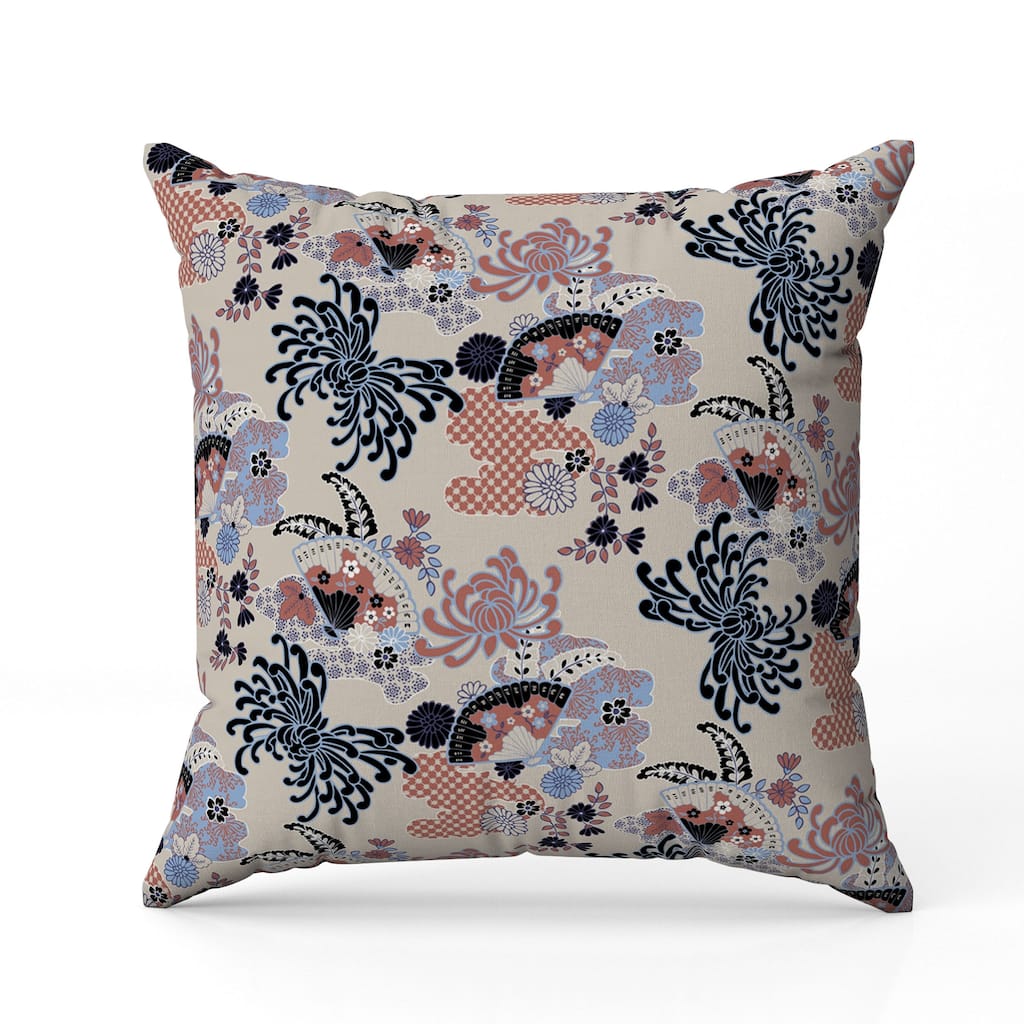 Checkered Waves Faux Suede Reversible Throw Pillow Orange and Blue