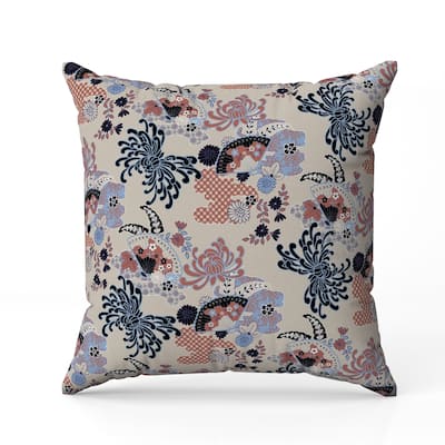Checkered Waves Indoor/Outdoor Reversible Throw Pillow Orange and Blue