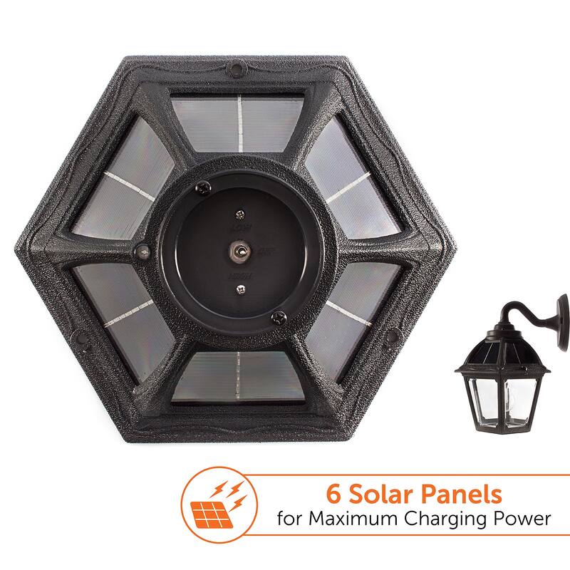 Polaris Black Solar Warm White LED Wall Sconce for Garage and Patio