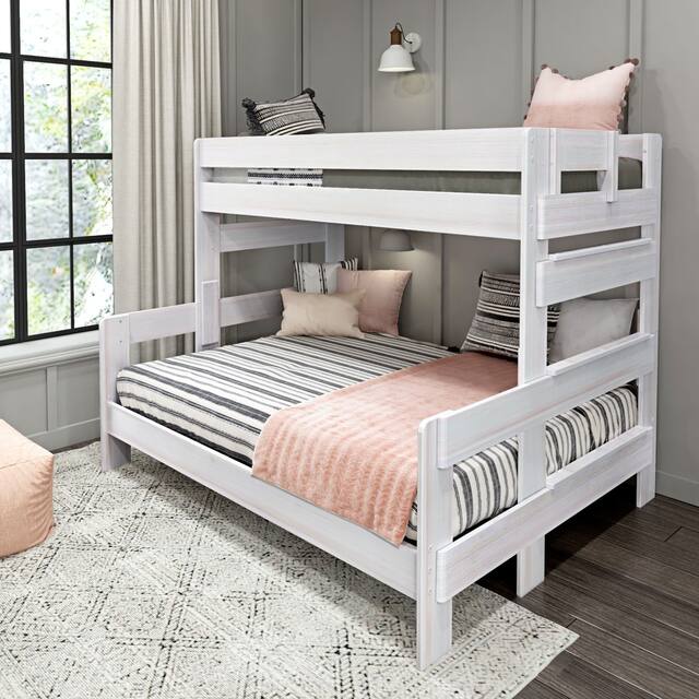 Max and Lily Farmhouse Twin XL over Queen Bunk Bed - White Wash