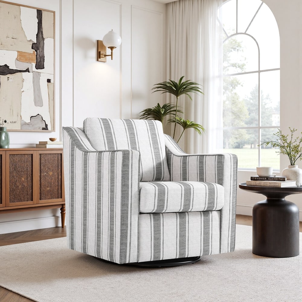 30'' W Vegan Leather/ Chenille Swivel Accent Chair