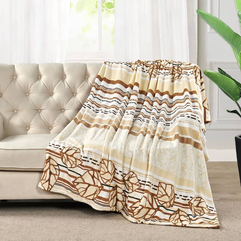 Printed Flannel Tropical Flower French / Puerto Rico Floral Throw