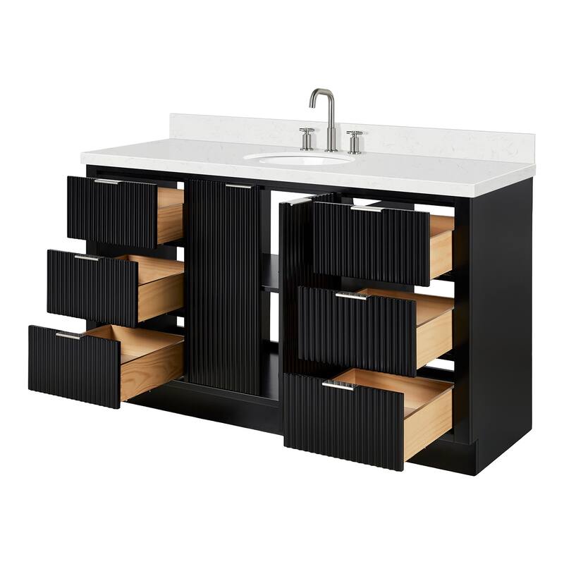 Ariel P60CQOVO Milan 60" Free Standing Single Basin Vanity Set with