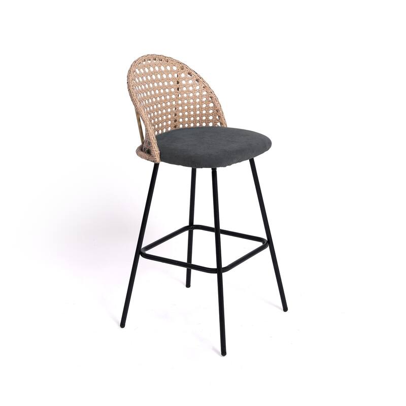 28"/29" Set of 2 Rattan Counter Height Swivel Bar Stools Chenille Cushion