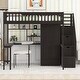 preview thumbnail 26 of 34, Full Size Solid Wood Frame Loft Bed with Bookshelf, Drawers, Desk and Wardrobe Espresso