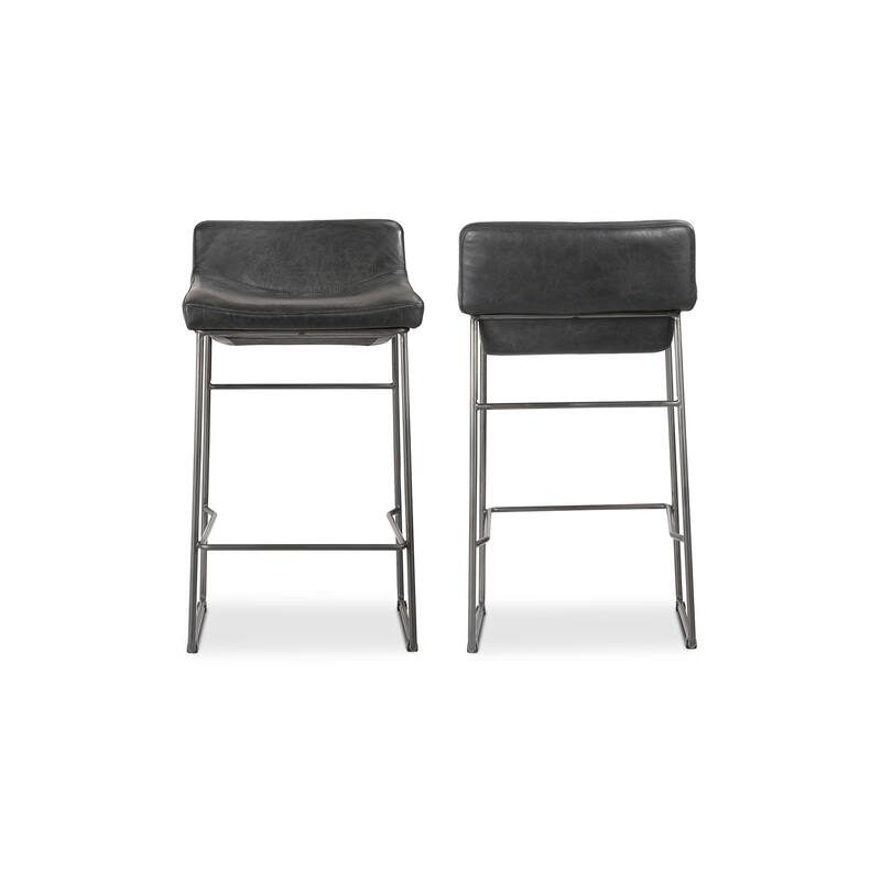 NADAAL STUDIOS Orson, Counter Stool With Top Grain Leather, Set of Two - 17"W x20"D x32"H