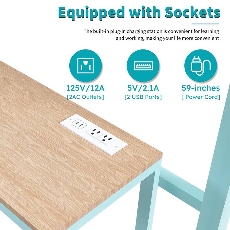 Full Loft Bed with Desk, Storage, and Charging Station - Space-Saving Metal Frame for Kids/Teens