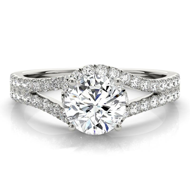 Auriya 14k White Gold Lab Grown Round Diamond Halo Engagement Ring 0.50 to 5.00 ct. tw. (F-G VS) - 0.75 ct. center - 4.5