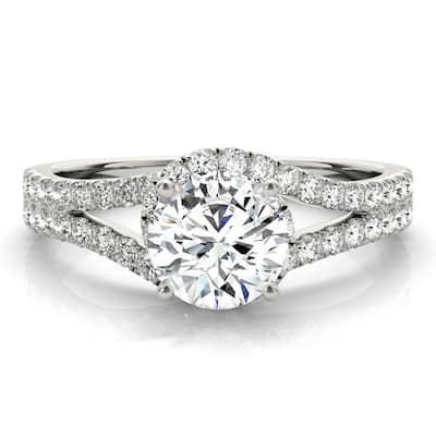 Auriya 14k White Gold Lab Grown Round Diamond Halo Engagement Ring 0.50 to 5.00 ct. tw. (F-G VS)