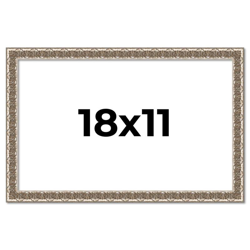 18x11 Frame Silver Versailles Ornate Solid Wood Picture Frame | 1 Inch