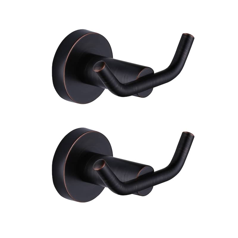 WOWOW Knob-Hook Double Robe/Towel Hook 2-Pieces - Oil Rubbed Bronze