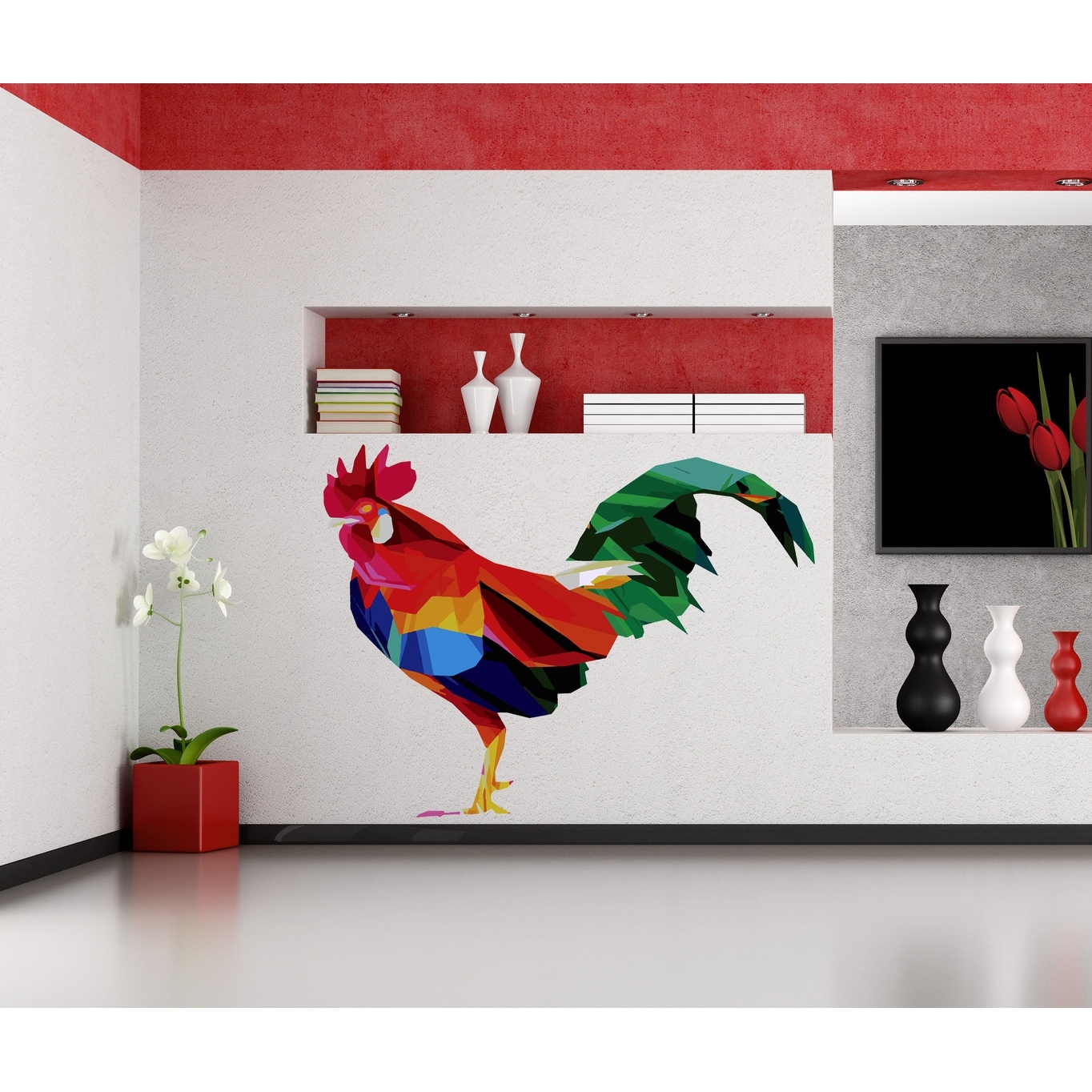 Rooster Polygonal Wall Decal - Picture 8 of 14