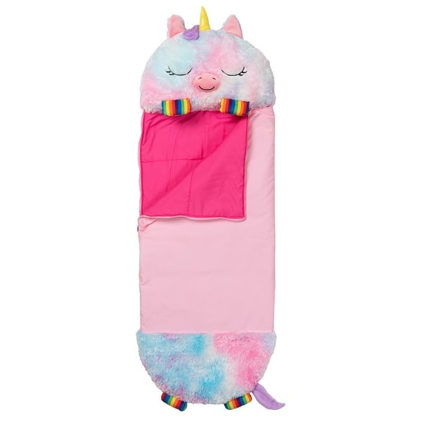 slide 2 of 6, Happy Nappers: Pillow & Sleepy Sack: Large - Rainbow Unicorn - 7+ Pink