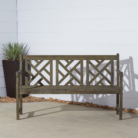 Clihome Outdoor Patio 5-foot Hand-scraped Wood Garden Bench