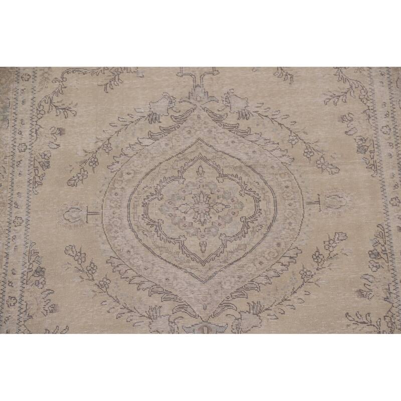 Antique Distressed Tabriz Persian Area Rug Hand-knotted Wool Carpet - 6'7" x 9'8"