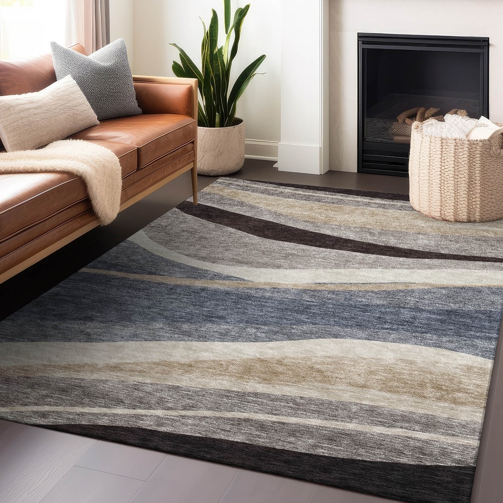 Machine Washable Indoor/ Outdoor Contemporary Deco Chantille Rug